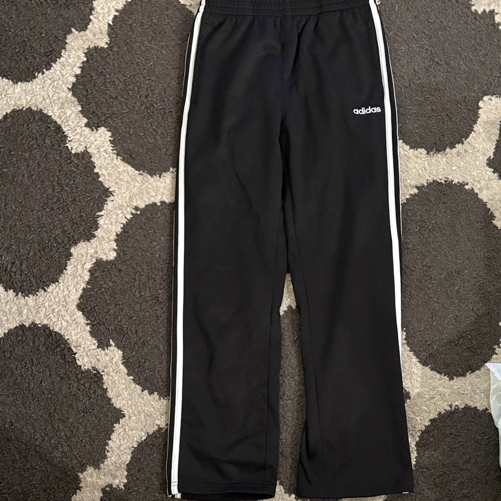 Adidas Kids Black with White Stripes track pants